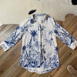 Panama Jack Linen Button Down tropical print Shirt